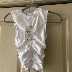 New Zara white gathered tank top!
